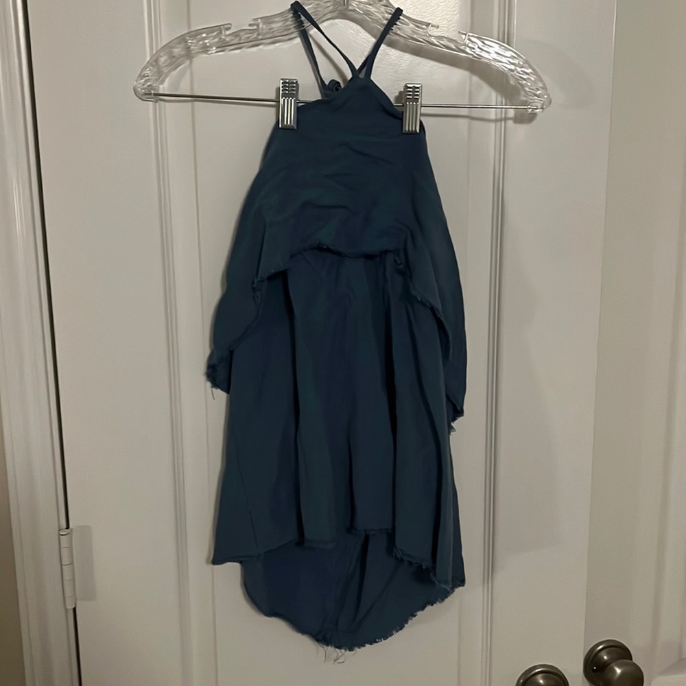 Honey Punch Blue Halter Top
